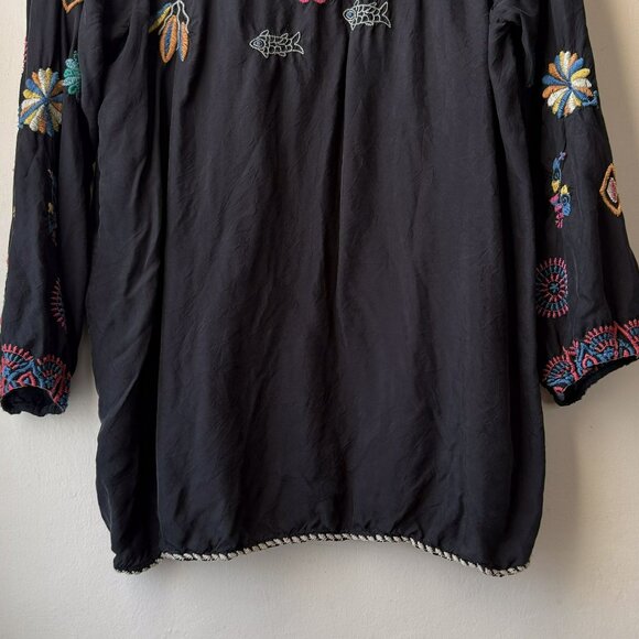 Johnny Was Black Embroidered Parker Blouse - Picture 9 of 12